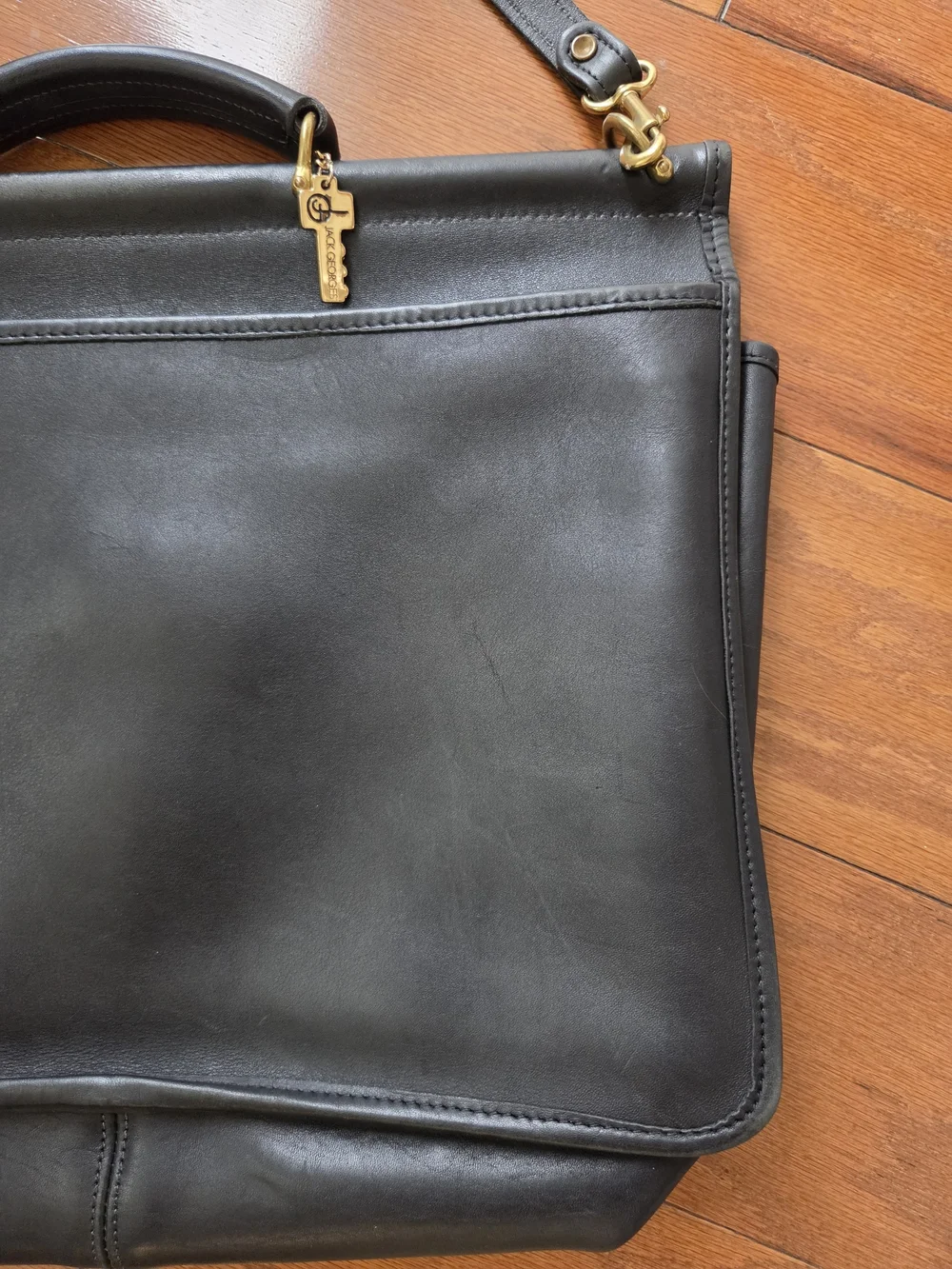 Vintage Jack Georges 1990's Black Leather Briefcase University Collection Laptop